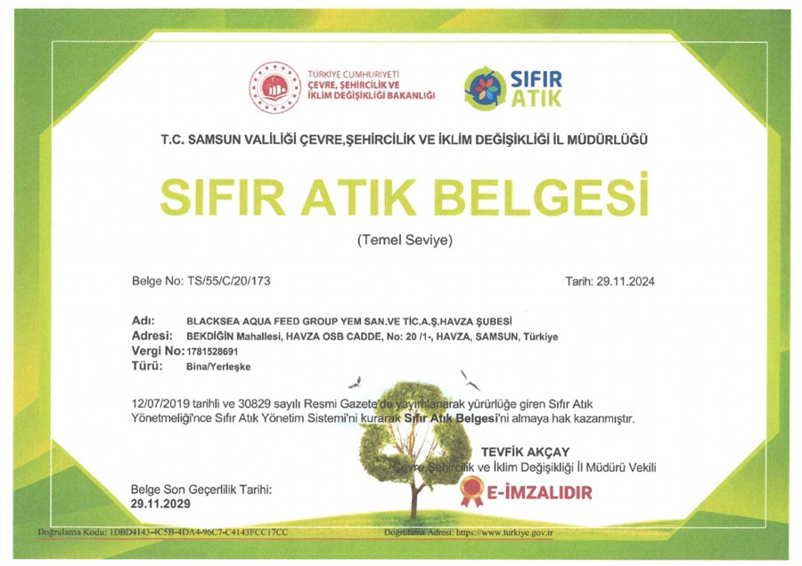 Sıfır Atık sertifikası